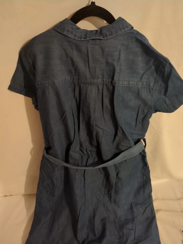 CALVIN KLEIN JEANS NEW KIDS GIRLS SHORT SLEEVE FRONT CLOSURE DENIM DRESS L 12/14 - Image 2 of 4