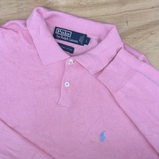 Polo Ralph Lauren Knit Collared Polo Sweater Mens Large Pima Cotton Pink