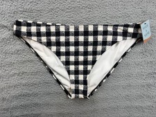 Shade Shore Bikini Bottom Womens XL 16 Black Gingham Low Rise Cheeky