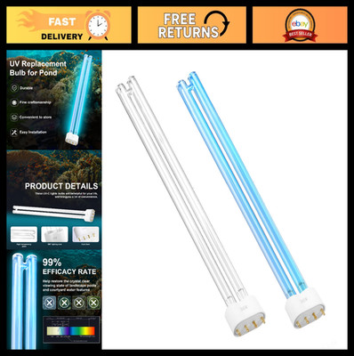 2PCS 36W UV-C Light Bulb, 4-Pin 2G11 Base, HVAC UV Lamp for Aquarium & Pond Filt