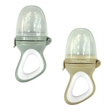 RaZbaby Baby Solids/Frozen Fruit Feeder Pacifier, Infant Standard, Tan Gray