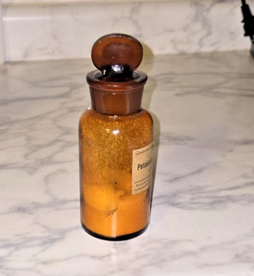 Antique Merck Potassium Bromide bottle  GLASS STOPPER