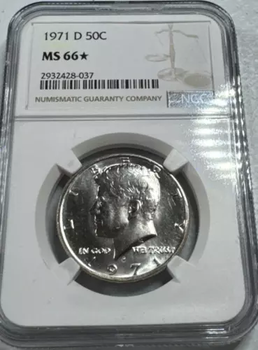 1971-D  KENNEDY  US Half Dollar,   MS66* by NGC,   RARE STAR,   EXQUISITE coin!!