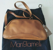 MANGIAMELI BORSA IN VERA PELLE COLORE MARRONE CHIARO NUOVA LEATHER BAG BAGUETTE
