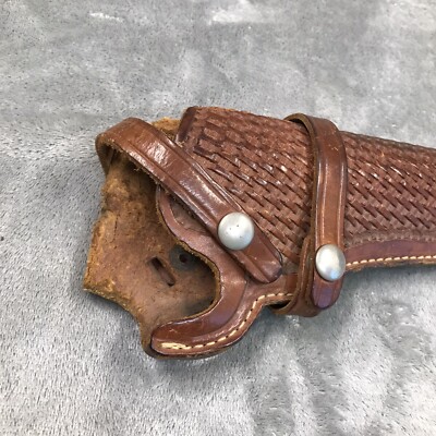 Viking Holster Brown Basket Weave Leather Rt Hand Pistol #43