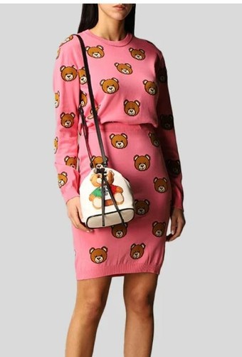 New With Tag Moschino Italy Bear Wristlet Drawstring Bucket Bag T8445 - Picture 4 of 8