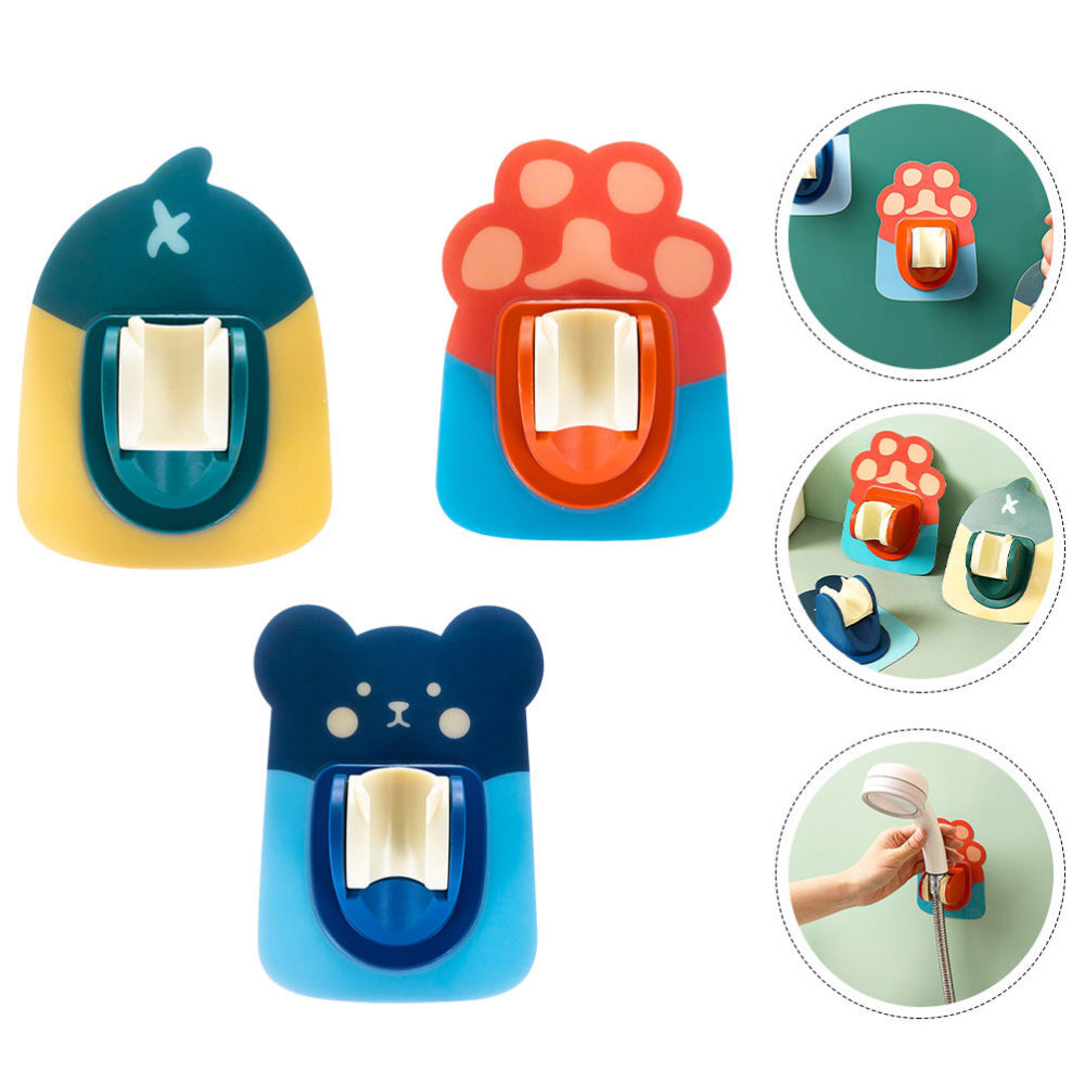 3 Pcs Shower Head Holder for Kids Adhesive Nailless Bracket Non-mark Stick
