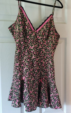 Betsey Johnson Intimates Slip Dress Pink Floral Party Boho Baby Doll Y2K Med