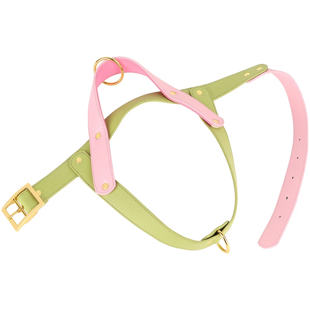 Dog Harness Soft Leather with Handle for Pet Walking Adjustable Front Leading