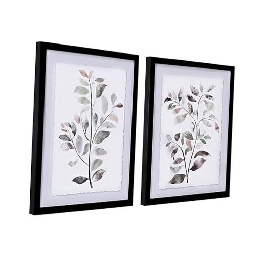 Framed Bathroom Wall Art, 12x16 Botanical Wall Art with Ruscus Black framed
