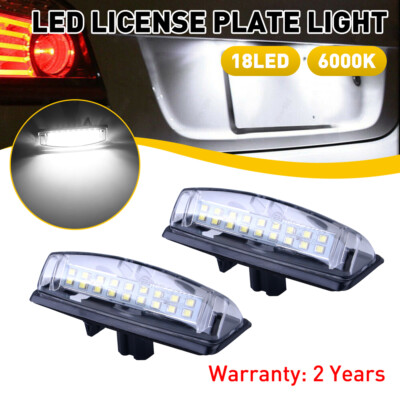 2X LED License Plate Light Rear Tag Lamps 6000K For 2007-2012 Toyota Yaris Sedan