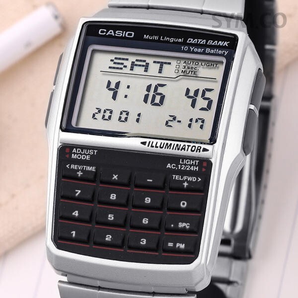 Casio DBC-32D-1A Data Bank Square Digital Calculator Mens