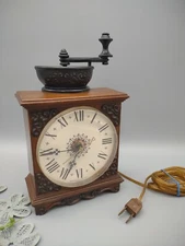 Works! Vintage Spartus USA Coffee Grinder Design Corded Wall Shelf Plastic Clock