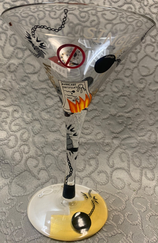 Divorce-tini 7 oz. Hand-Painted Martini Glass & Recipe by Lolita - Picture 2 of 10
