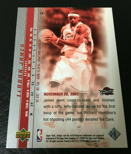 LEBRON JAMES ROOKIE 2003 UPPER DECK PHENOMENAL BEGINNING RC CARD #16 CAVS READ - Picture 2 of 2