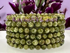 Wholesale 6 Pcs Natural Peridot 5-6mm 7.5” Crystal Stretch Bracelet