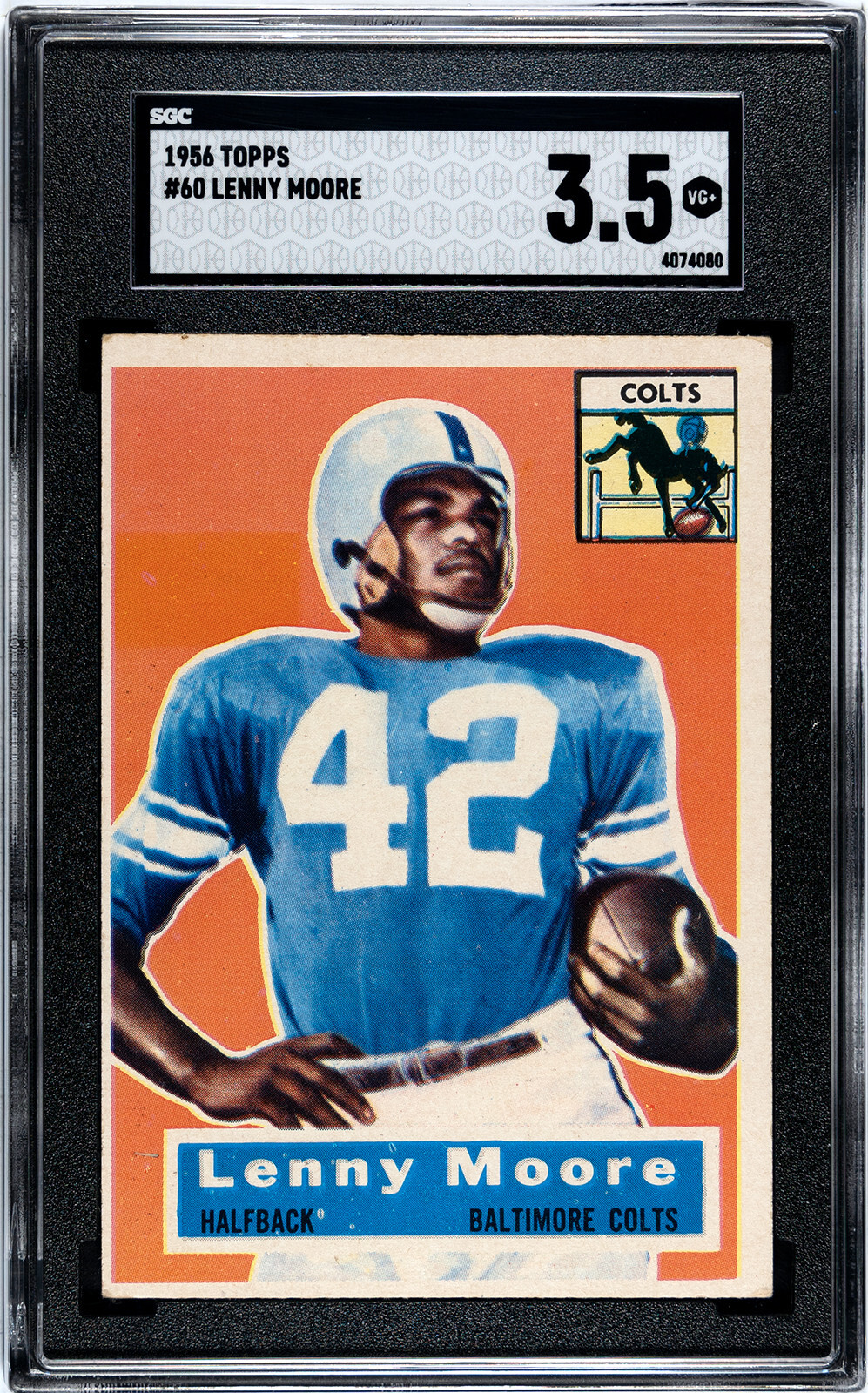 1956 Topps Football - #60 Lenny Moore (RC) Rookie Card Colts HOF SGC Graded 3.5