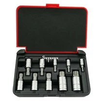 10Pc XZN 12 Point MM Triple Square Spline Bit Tamper Proof Socket Set 4MM - 12MM
