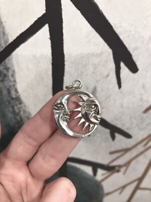 Sterling Silver Artisan Made Moon Sun Pendant