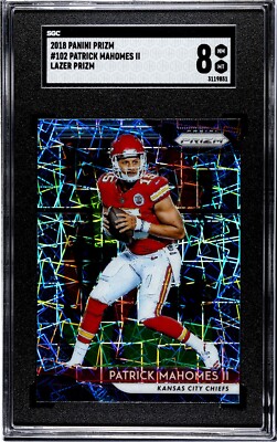 2018 PANINI PRIZM PATRICK MAHOMES BLUE LAZER #102 SGC 8 KC CHIEFS