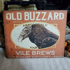 STEAMPUNK VINTAGE PRIMITIVE RETRO STYLE HALL0WEEN OLD BUZZARD VILE BREWS SIGN