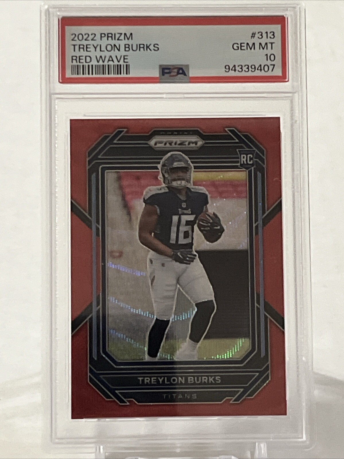 2022 Prizm Red Wave #313 Treylon Burks /149 Rookie Card PSA 10
