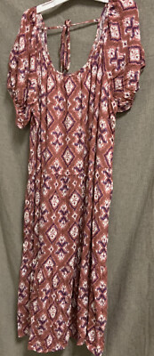   Knox Rose Women's scoop neck Short Sleeve Boho Midi Dress Size XXL  
