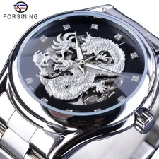 Forsining Men Wrist Watch Dragon Automatic Mechanical Stainless Steel