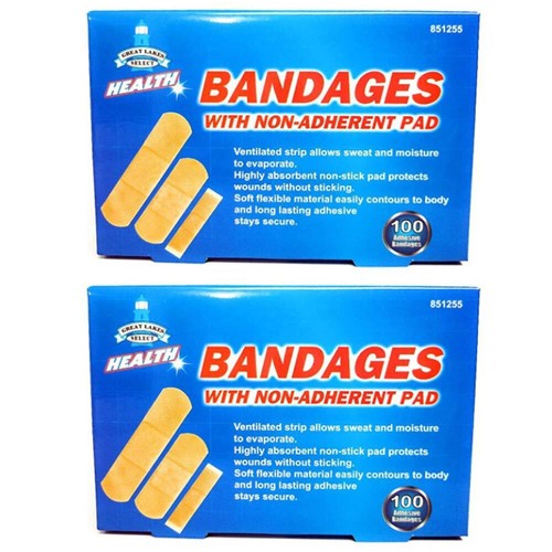 200 Ct Adhesive Bandages Assorted Sizes Water Resistant