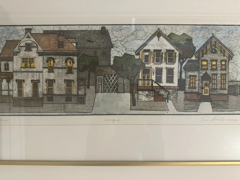 Eric Bellmann 1980s Signed Unique OOAK Original Etching Color Print Rochester NY - Image 4 of 4