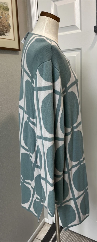 NUEVO MarlaWynne SoftKNIT Mujer’s Topper Cárdigan Suéter Abrigo Verde y Marfil Nuevo con Etiquetas Foto 2 de 4