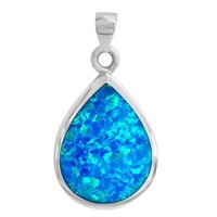 AnhäNger KettenanhäNger 925 Sterling Silber Rhodiniert Mit Synth. Opal In Blau V