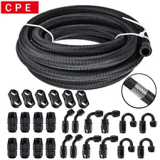 6AN 8AN 10AN 10FT 20FT CPE Braided Nylon Fuel Line Kit Hose End Fittings Kit