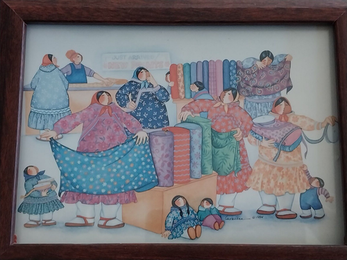 Alaskan Art 1994Barbara Lavallee Kuspuks by The Yard Signed Framed Print 7.5x9.5 - Picture 3 of 6