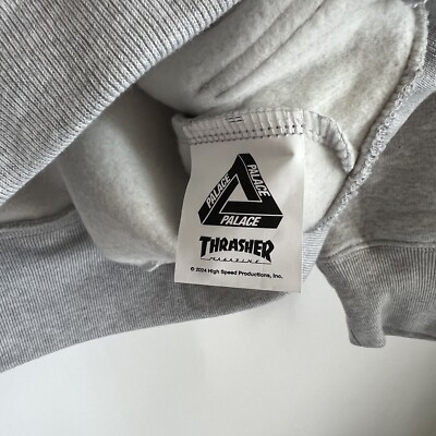 Palace Thrasher Hood Grey Hoodie Fleece Hooded Sweatshirt SS24 