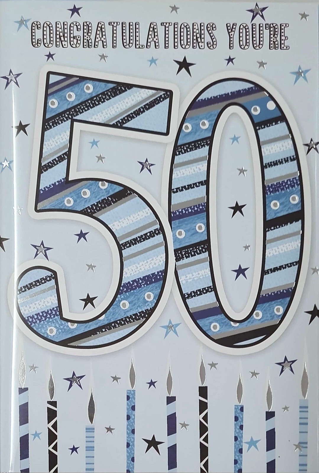 Happy 50th Birthday Card 50 Today Congratulations Have a Great Day Candles