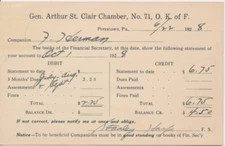 Gen. Arthur St. Clair Chamber no.71 Knights of Favonius 1928 Financial notice