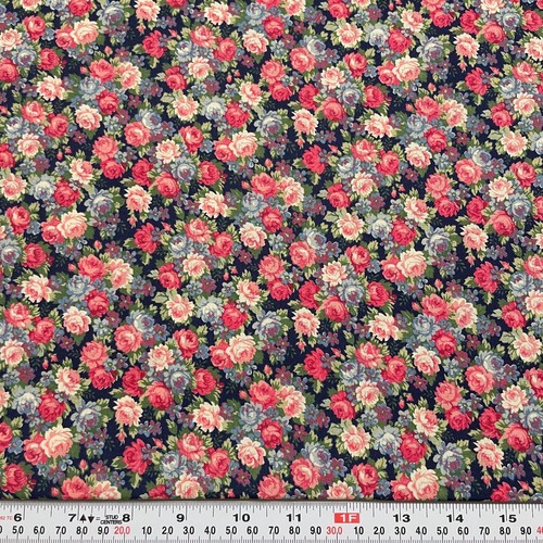 Vintage Joan Kessler for Concord Florals on Blue Cotton Fabric by the HALF YARD