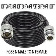 50ft 100feet RG58 N male to N female jack connector Lot RF coaxial coax cable