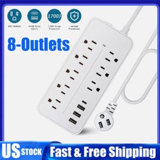 Wall Mountable USB Surge Protector Power Strip with USB Ports 8 Outlet Plugs