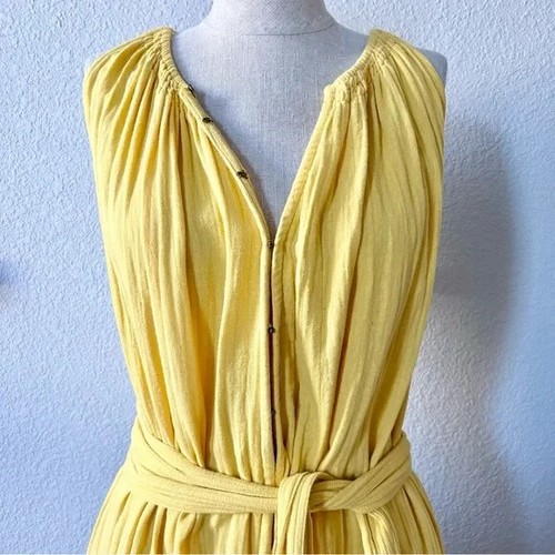 Apiece Apart Sleeveless Isla Jumpsuit in Sun Yellow Size 4 100% Cotton Gauze - Picture 2 of 6