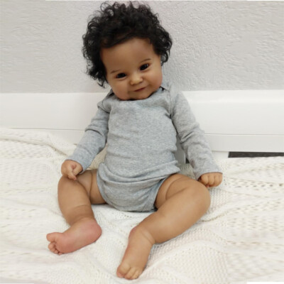24  Reborn Baby Doll Lifelike Newborn Black Skin African Soft Boy Doll Toy Gifts