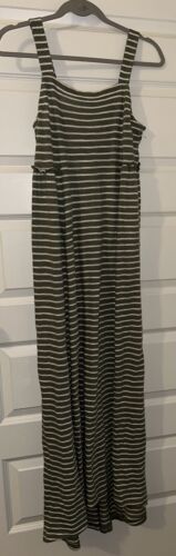 New Nordstrom CASLON Long Green Stripe Maxi Tank Dress Sleeveless S Small - Picture 2 of 4