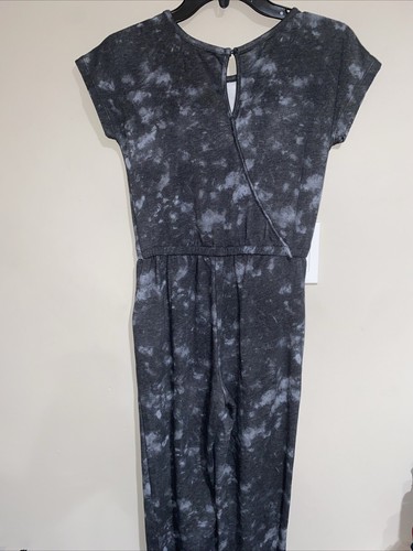 Old Navy Girls Black Grey SS Tie Dye French Knit Jumpsuit Sz Lg 10-12 Nwt - Picture 5 of 7