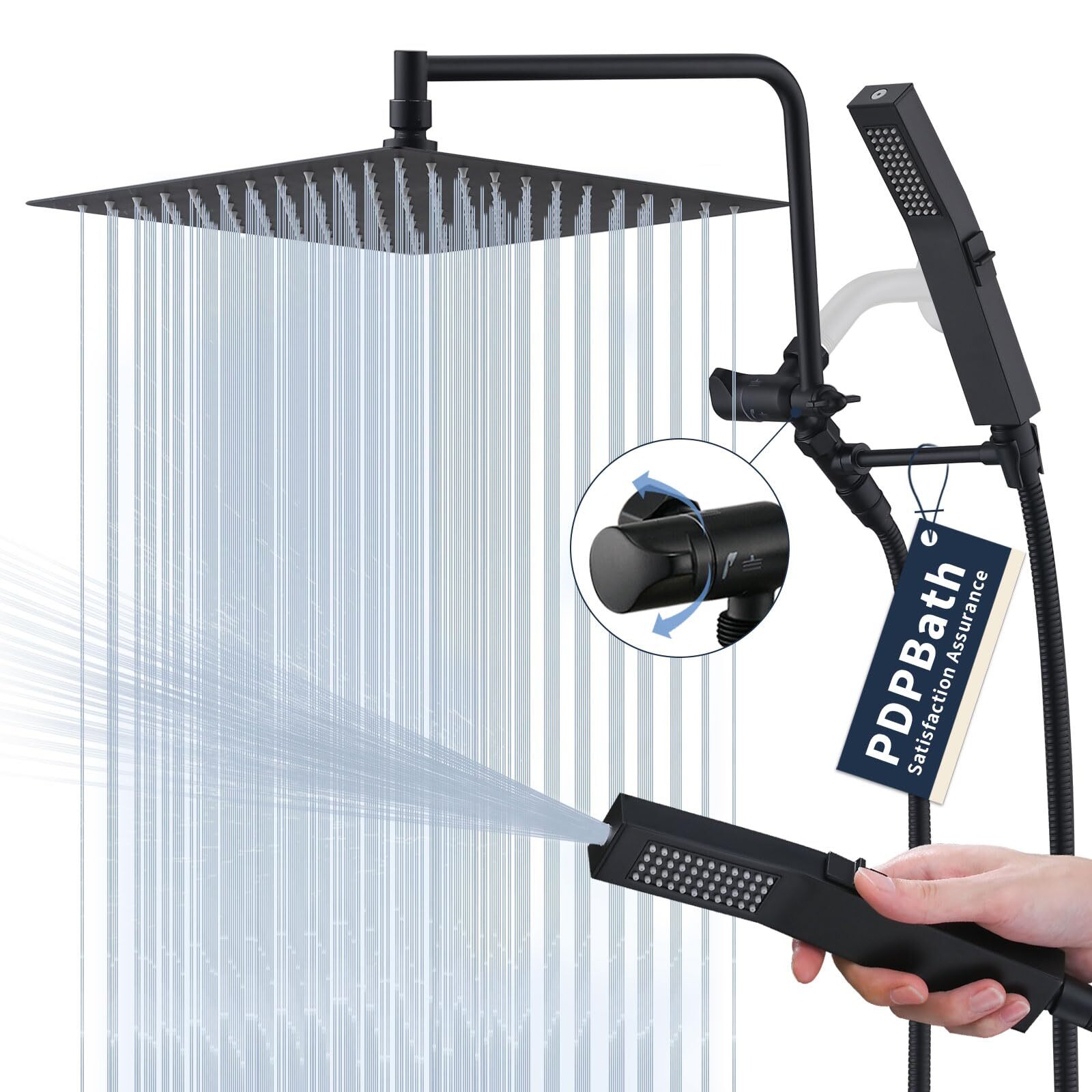 All Metal Rain Shower Head with Handheld Built-in High Pressure Wash Mode, 12...