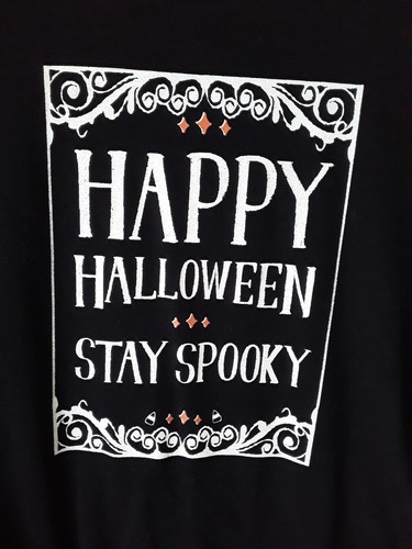 Sonoma Women's size M Black Happy Halloween Stay Spooky Black Top DW616 - Picture 2 of 4