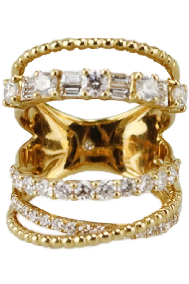 SHAY 18K YELLOW GOLD AND MIXED DIAMOND RING 16 MM