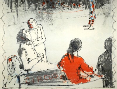 Jean Jansem CIRCUS Limited Edition Lithograph Print, Framed, No