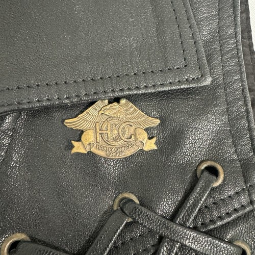 Vintage Easy Rider Womens Leather Biker Vest Black Fitted Size: Small Zip Chalet - Picture 4 of 10