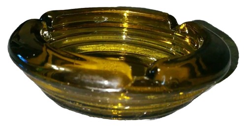 VINTAGE AMBER GLASS CIGARETTE ASHTRAY 4.25" - Picture 5 of 6